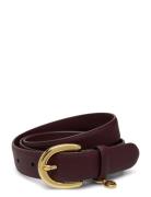 Crosshatch Leather-Charm Classc-Drc Belte Burgundy Lauren Ralph Lauren