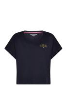 Ss T-Shirt Gold Embroidery Topp Navy Tommy Hilfiger