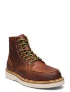 Slhteo New Leather Moc-Toe Boot Støvletter Med Snøring Brown Selected ...