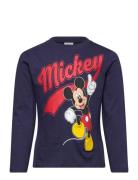 Tshirt Tops T-shirts Long-sleeved T-shirts Navy Mickey Mouse