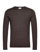 Merino Knit O-Neck Tops Knitwear Round Necks Brown Lindbergh