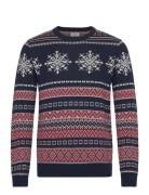 Jjxmas Snowball Knit Crew Neck Tops Knitwear Round Necks Navy Jack & J...