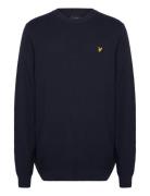 Grid Knit Crew Neck Jumper Tops Knitwear Round Necks Navy Lyle & Scott