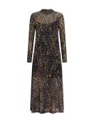 Hanna Mesh Dress Knelang Kjole Brown AllSaints