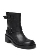 Biaharper Mid Calf Biker Boot Pull Up Leather Shoes Boots Ankle Boots ...