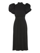 Puff Sleeve Midi Dress Knelang Kjole Black ROTATE Birger Christensen