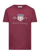 Archive Shield Ss T-Shirt Tops T-shirts Short-sleeved Burgundy GANT