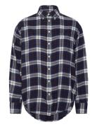 Rel Checked Flannel Bd Shirt Tops Shirts Long-sleeved Navy GANT