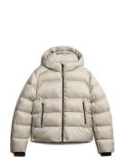 Hooded Luxe Sports Puffer Fôret Jakke Cream Superdry