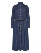 Quinney Denim Dress Gold Dust Knelang Kjole Blue LEVI´S Women