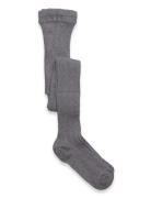 Cable Knitted Stockings Grey Melange Tights Grey Geggamoja