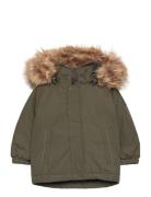 Parka W. Fake Fur Parkas Jakke Green Color Kids