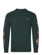 Argyle Sleeve Jumper Tops Knitwear Round Necks Green Lyle & Scott