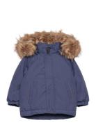 Parka W. Fake Fur Parkas Jakke Navy Color Kids