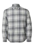 Slhreg-Owen Flannel Mix Shirt Ls Tops Shirts Casual Grey Selected Homm...