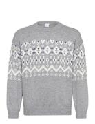 Sweater Knitted Fairisle Tops Knitwear Pullovers Grey Lindex