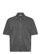 Short Sleeve Zip Shirt Tops Shirts Short-sleeved Grey Weekday