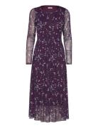 Printed Mesh Dress Knelang Kjole Purple Tom Tailor