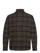 Lennon Flannel Check Overshirt Tops Shirts Casual Khaki Green Les Deux