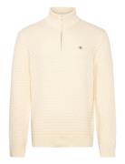 Textured Cotton Half Zip Tops Knitwear Half Zip Jumpers Cream GANT