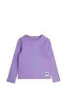 Solid Rib Ls Tee Tops T-shirts Long-sleeved T-shirts Purple Mini Rodin...