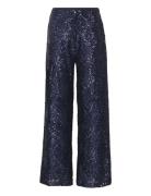 Ihfauca Pa Bottoms Trousers Wide Leg Navy ICHI