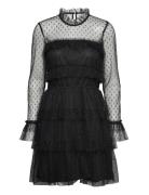 Rhoda Dotted Mesh L/S Dress Dresses Evening Dresses Black Bubbleroom