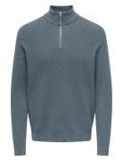 Onsphil Reg 12 Struc Half Zip Knit Noos Tops Knitwear Half Zip Jumpers...