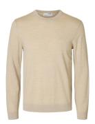 Slhtray Ls Knit Merino Crew Neck Noos Tops Knitwear Long Sleeve Knitte...