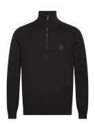 Kanobix_S Tops Knitwear Half Zip Jumpers Black BOSS