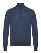 Kiyan Merino Quarter Zip Tops Knitwear Half Zip Jumpers Blue J. Lindeb...