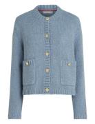 Textured Gold Button Lady Jacket Tops Knitwear Cardigans Blue Tommy Hi...