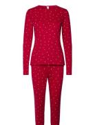 Henley Pyjama Aop Pyjamas Red Lindex