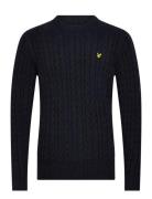 Cable Crew Neck Jumper Tops Knitwear Round Necks Black Lyle & Scott