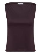 Boatneck Sleeveless Top Tops T-shirts & Tops Sleeveless Burgundy Weekd...