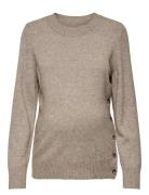 Olmbeatrice Ls O-Neck Button Knt Tops Knitwear Jumpers Beige Only Mate...