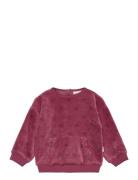 Sweatshirt Ls Aop Velour Sweat-shirt Genser Pink Minymo