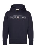 Graphic Hoodie Tops Sweat-shirts & Hoodies Hoodies Navy GANT