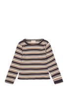 T-Shirt Ls Y/D Rib Tops T-shirts Long-sleeved T-shirts Multi/patterned...