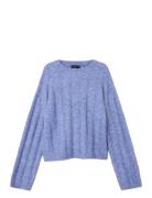 Nlfbride Ls Short Knit Tops Knitwear Pullovers Blue LMTD