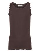 Beatha Silk Top W/ Lace Tops T-shirts Sleeveless Brown Rosemunde Kids