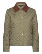 Corduroy-Trim Diamond-Quilted Jacket Vattert Jakke Khaki Green Lauren ...