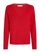 Co Cardi Stitch V-Nk Ls Tops Knitwear Jumpers Red Tommy Hilfiger