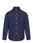 17/1 Pd Linen V1-Clbdppc-Si-Sps Tops Shirts Long-sleeved Shirts Blue R...