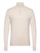 Ecovero Half Zip L/S Knit Tops Knitwear Half Zip Jumpers Beige Lindber...