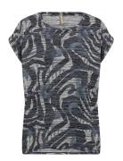 Sc-Galina Tops T-shirts & Tops Short-sleeved Navy Soyaconcept