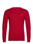 Cotton Cable C-Neck Tops Knitwear Round Necks Red GANT