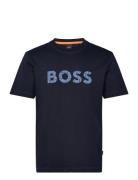 Te_Logotexture Tops T-shirts Short-sleeved Navy BOSS