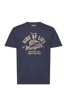 Americana Tee Tops T-shirts Short-sleeved Navy Wrangler