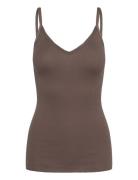 Silk Top W/ Elastic Band Tops T-shirts & Tops Sleeveless Brown Rosemun...